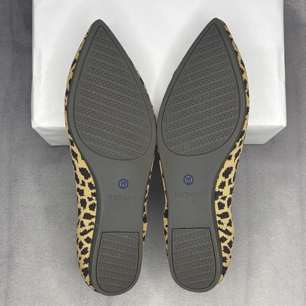 Rothy’s Leopard Print Pointed Flats Brown Black Knit Size 8